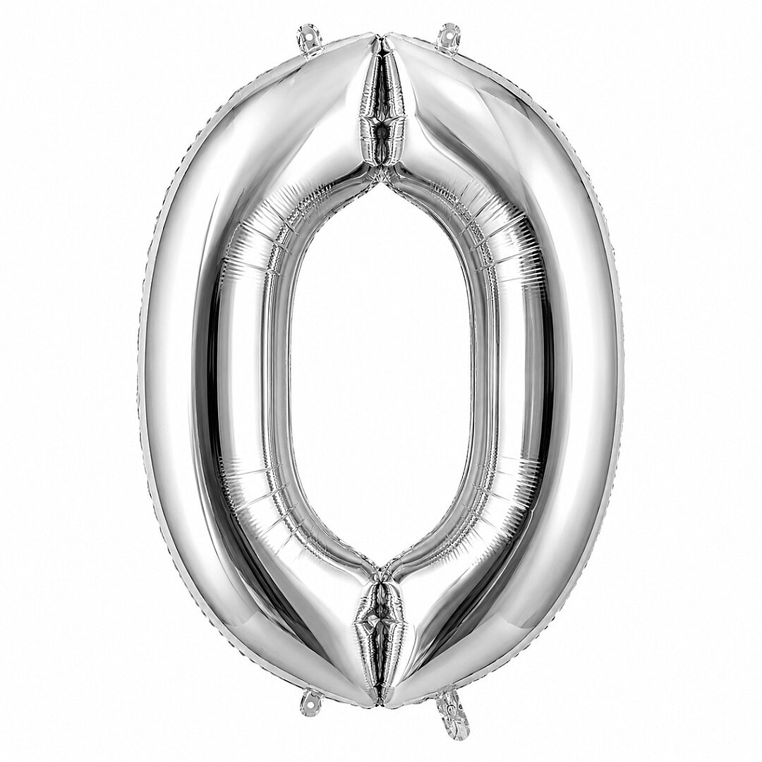 0 Rakam Folyo Balon Gümüş Rengi (100 cm) 