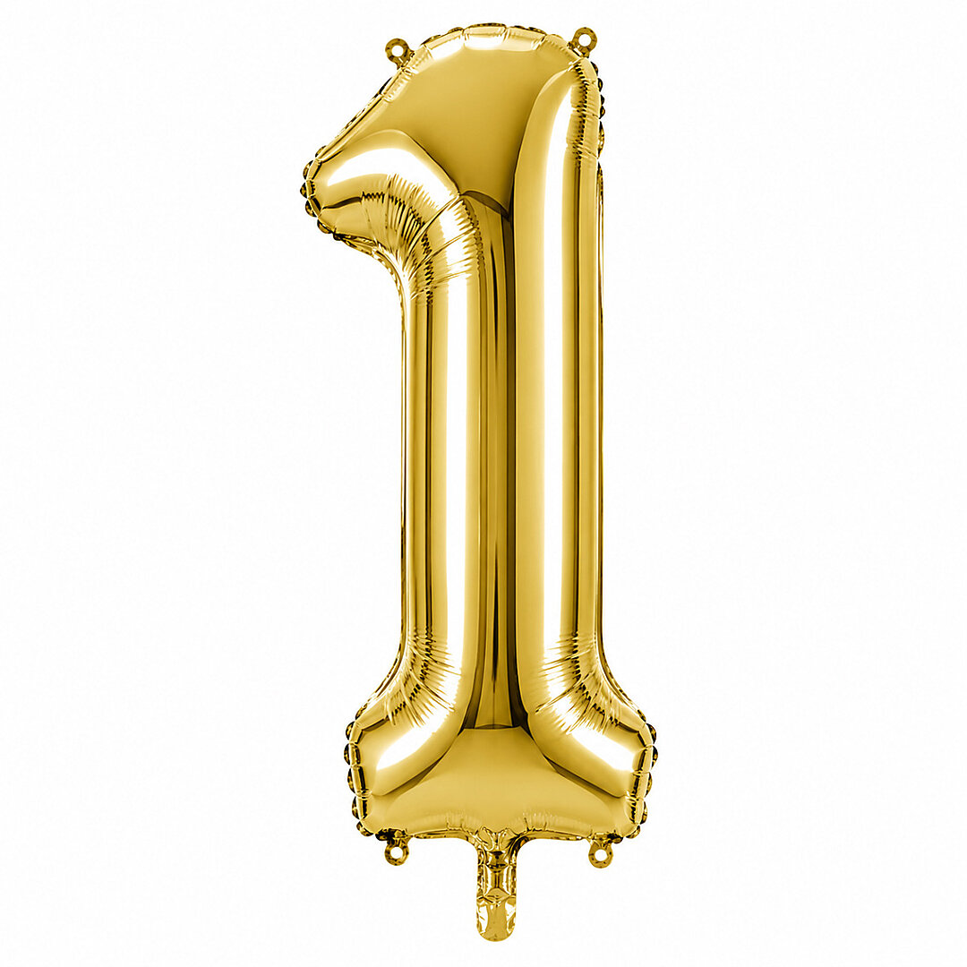 1 Rakam Folyo Balon Altın Rengi (36 cm) 