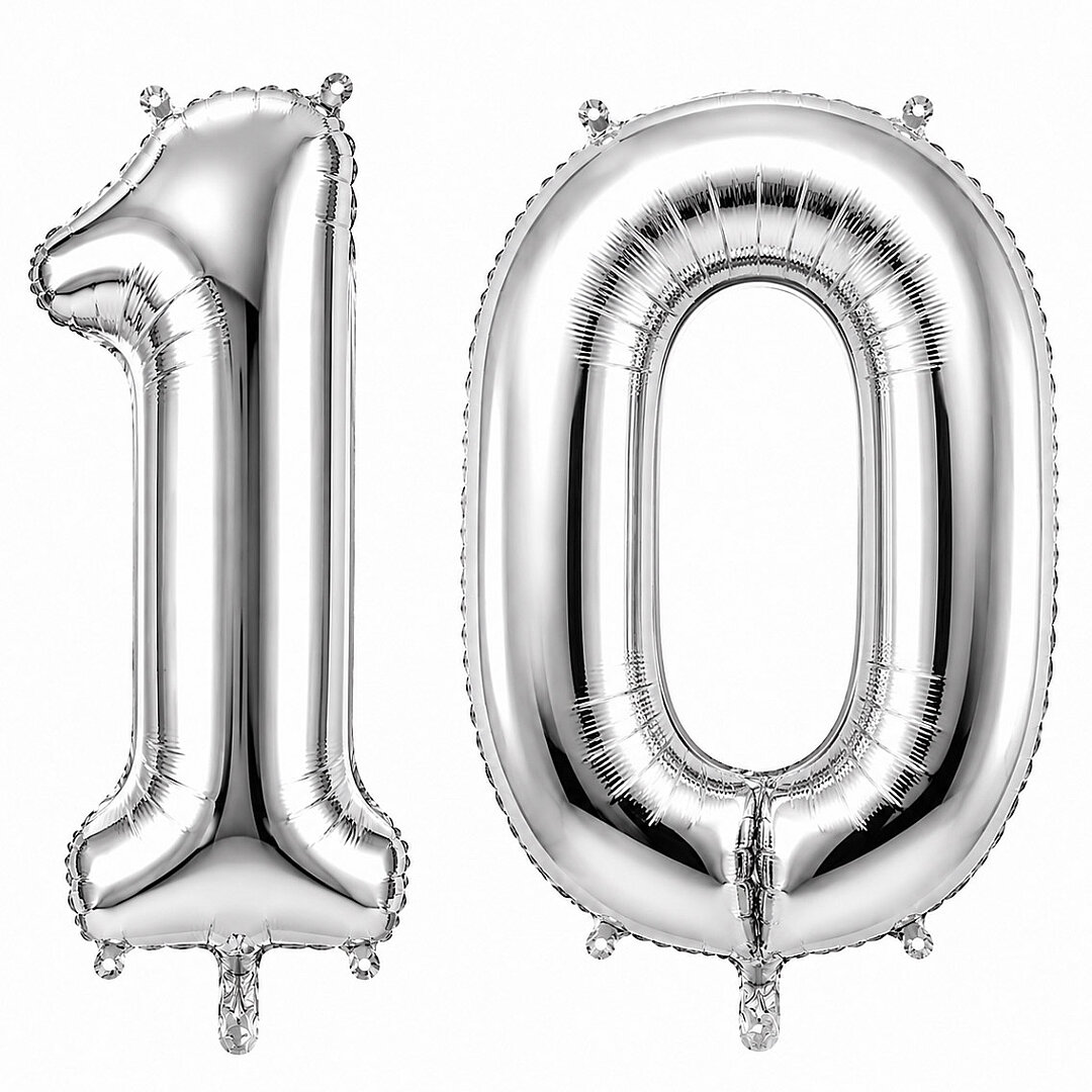 10 Rakam Folyo Balon Gümüş Rengi (76 cm) 