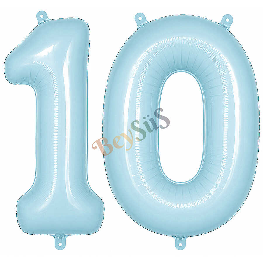 10 Rakam Folyo Balon Mavi Rengi (76 cm)