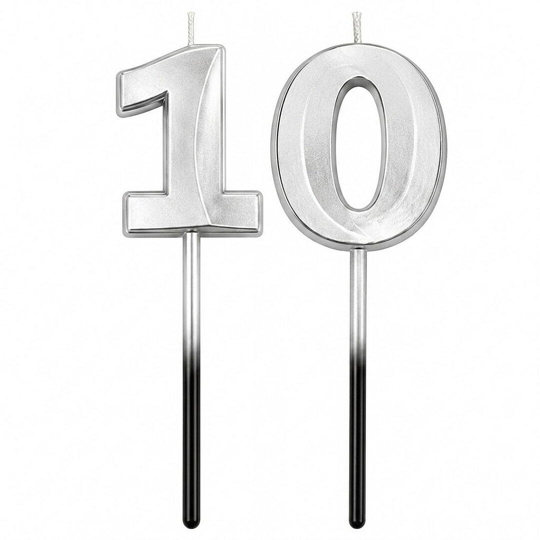 10 Rakam Mum Gümüş 