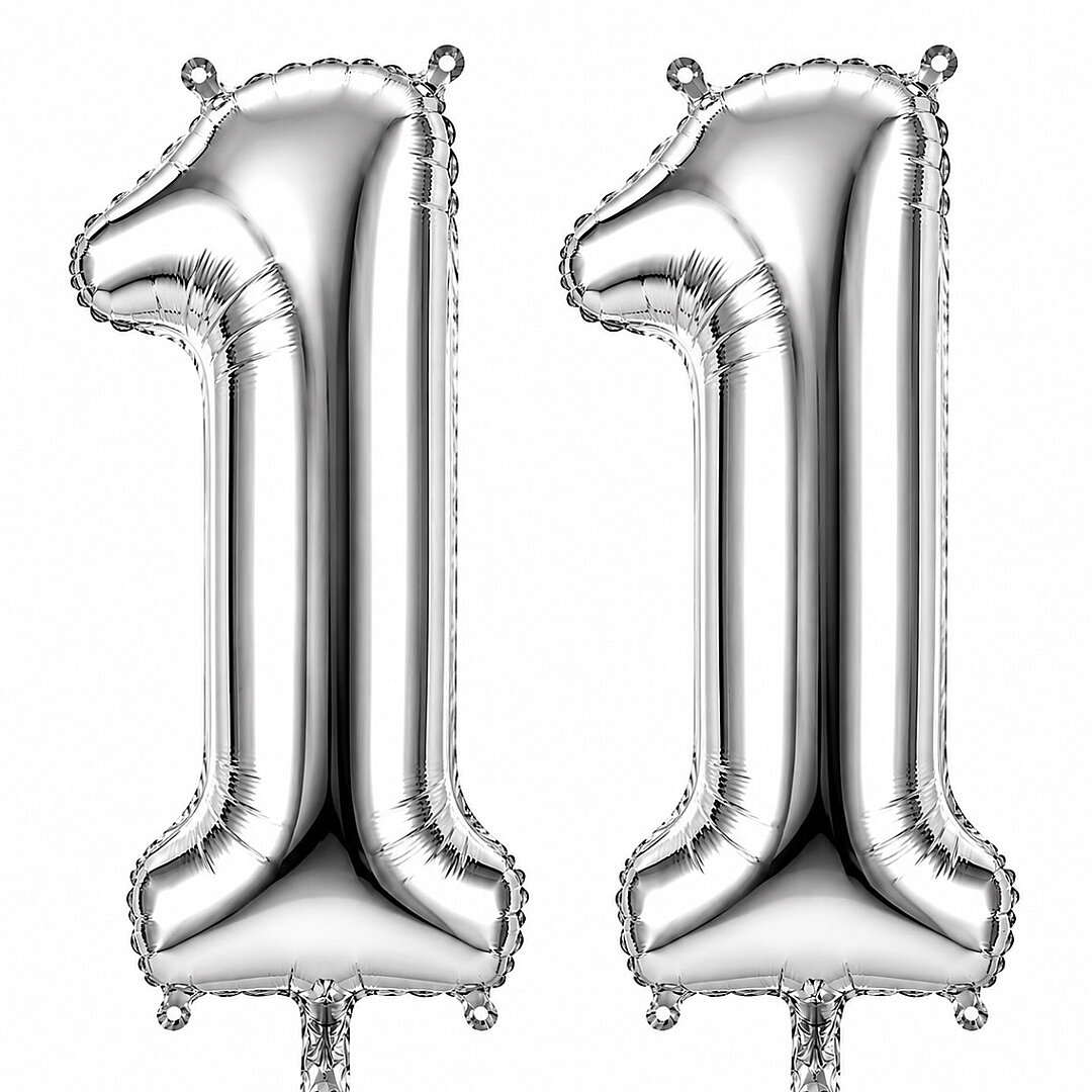 11 Rakam Folyo Balon Gümüş Rengi (100 cm) 