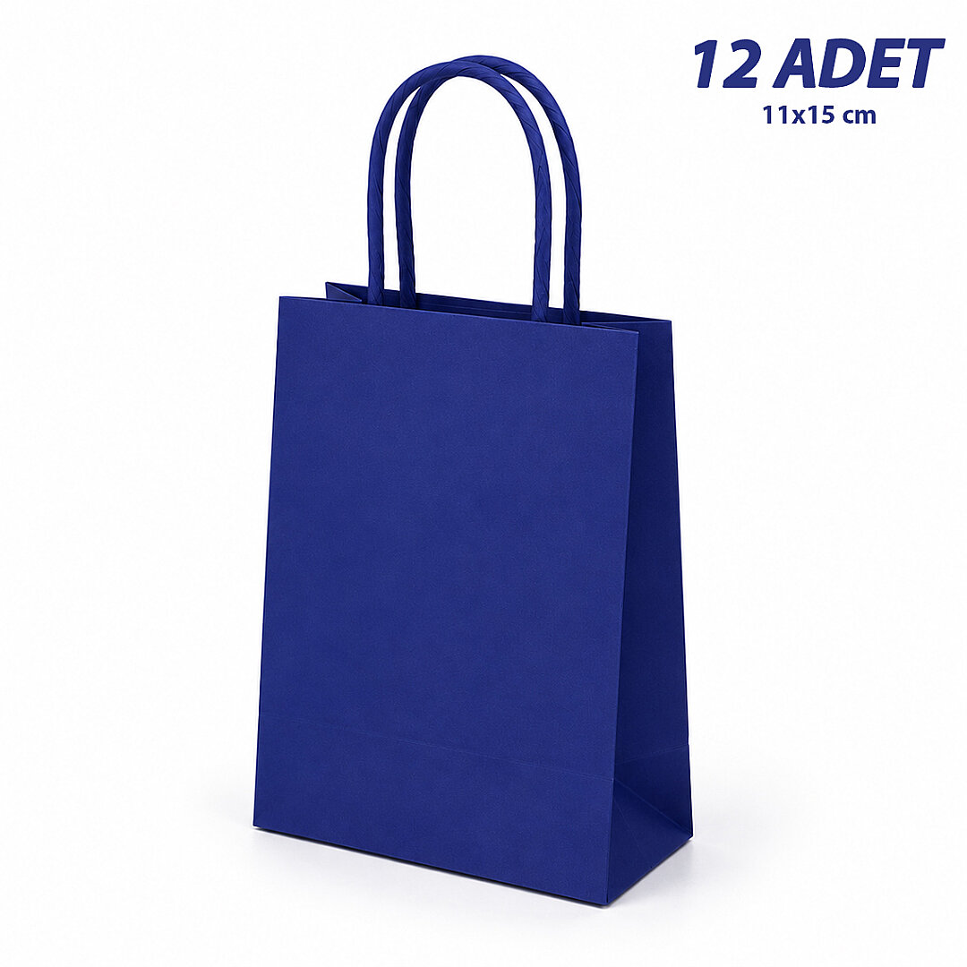 11x15 cm Hediyelik Kağıt Çanta Lacivert 12 Adet 