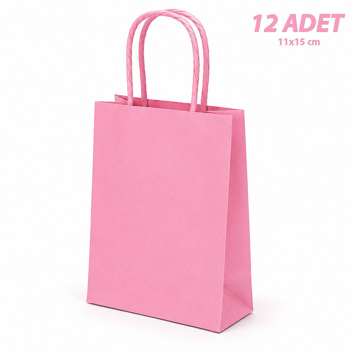 11x15 cm Hediyelik Kağıt Çanta Pembe 12 Adet