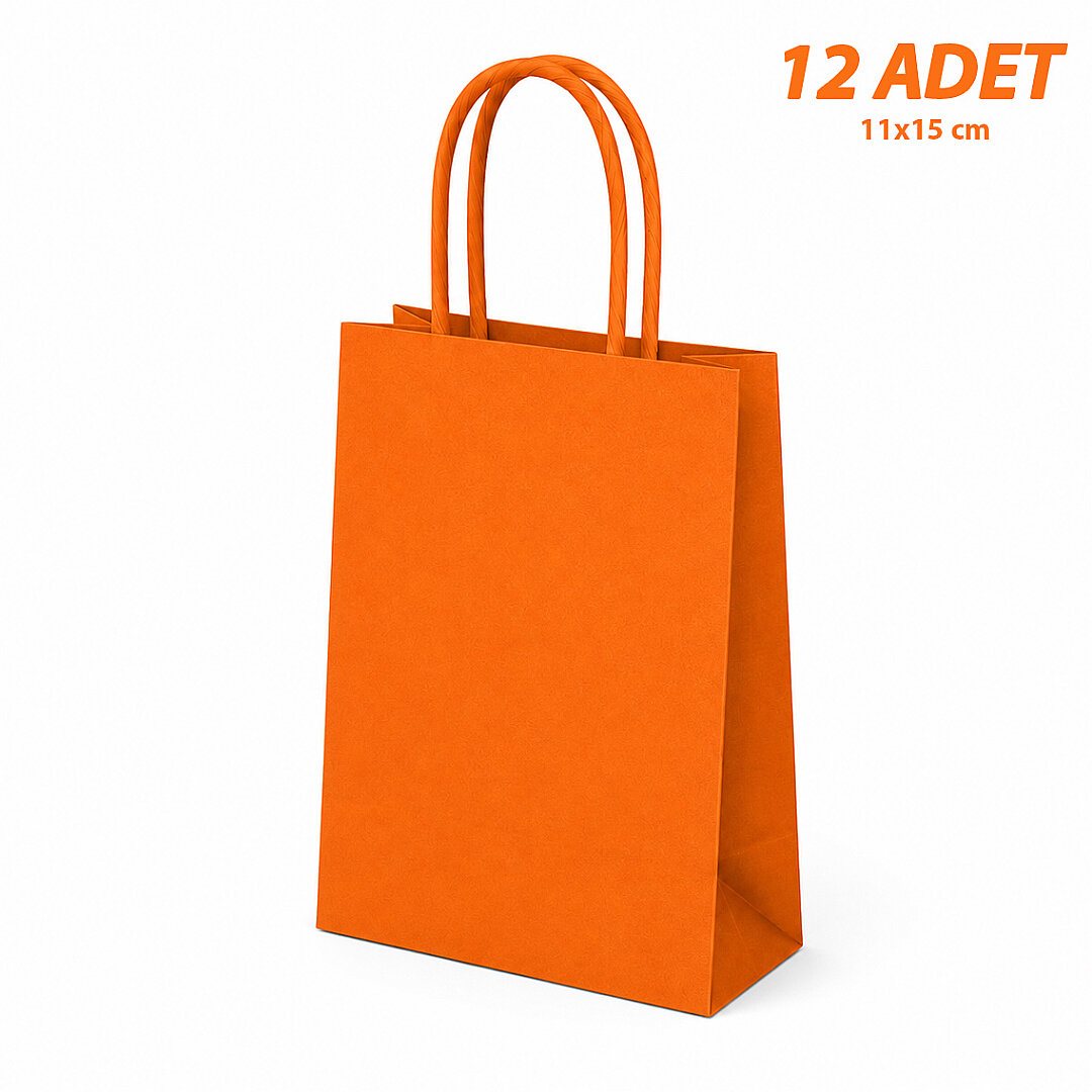 11x15 cm Hediyelik Kağıt Çanta Turuncu 12 Adet 