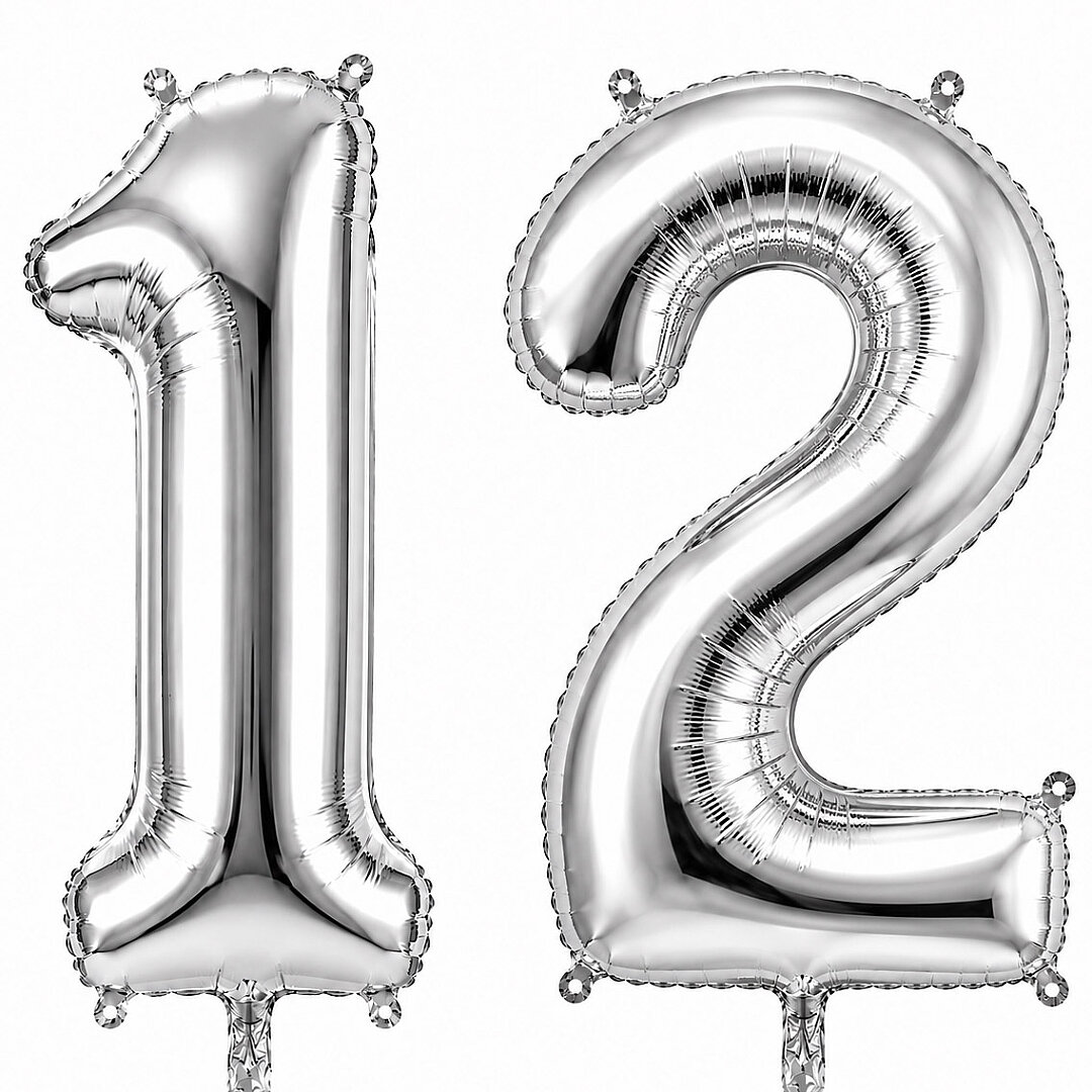 12 Rakam Folyo Balon Gümüş Rengi (100 cm) 