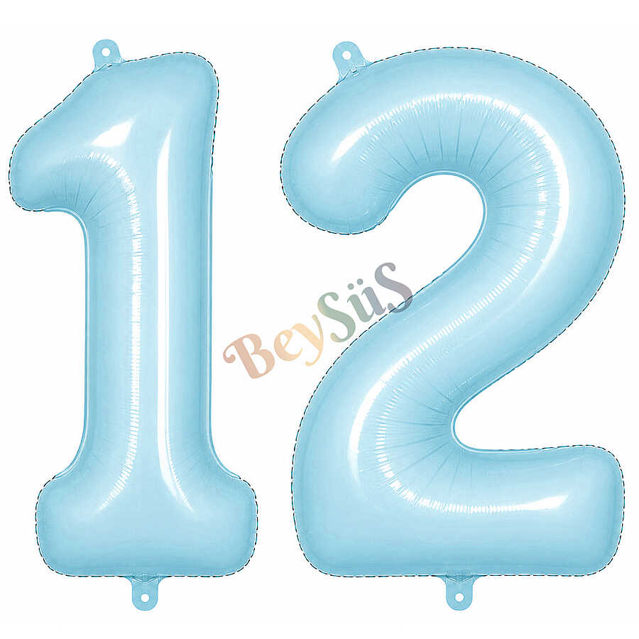 12 Rakam Folyo Balon Mavi Rengi (76 cm)