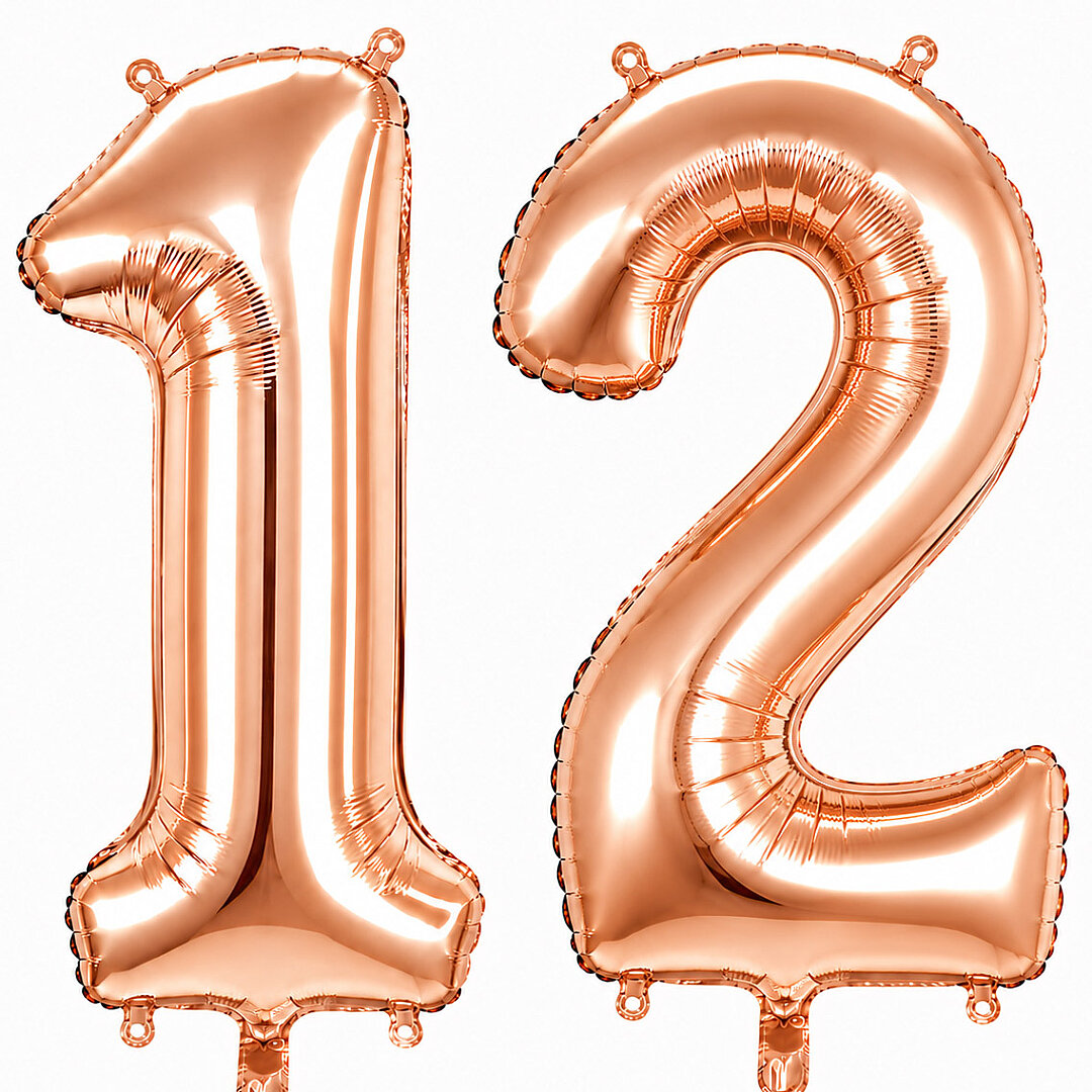 12 Rakam Folyo Balon Rose Gold Rengi (100 cm) 