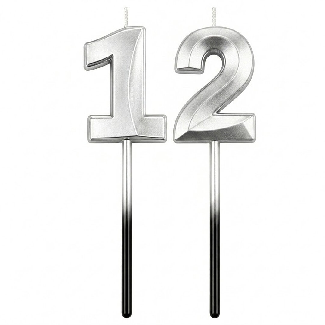 12 Rakam Mum Gümüş 