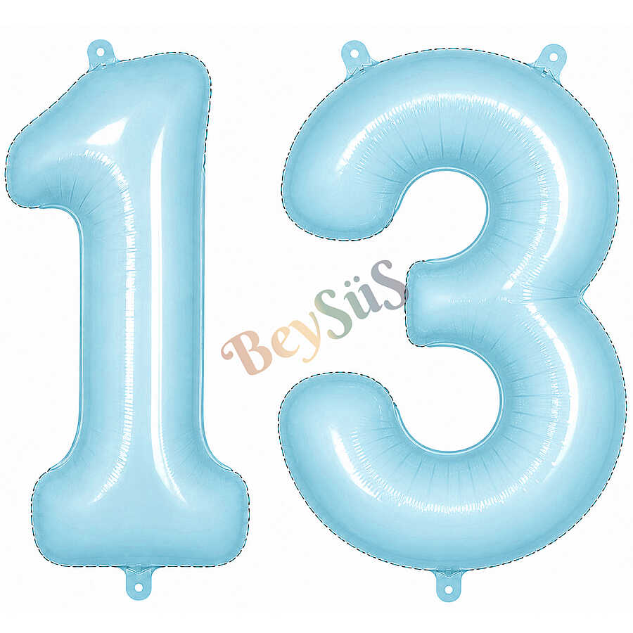 13 Rakam Folyo Balon Mavi Rengi (76 cm)