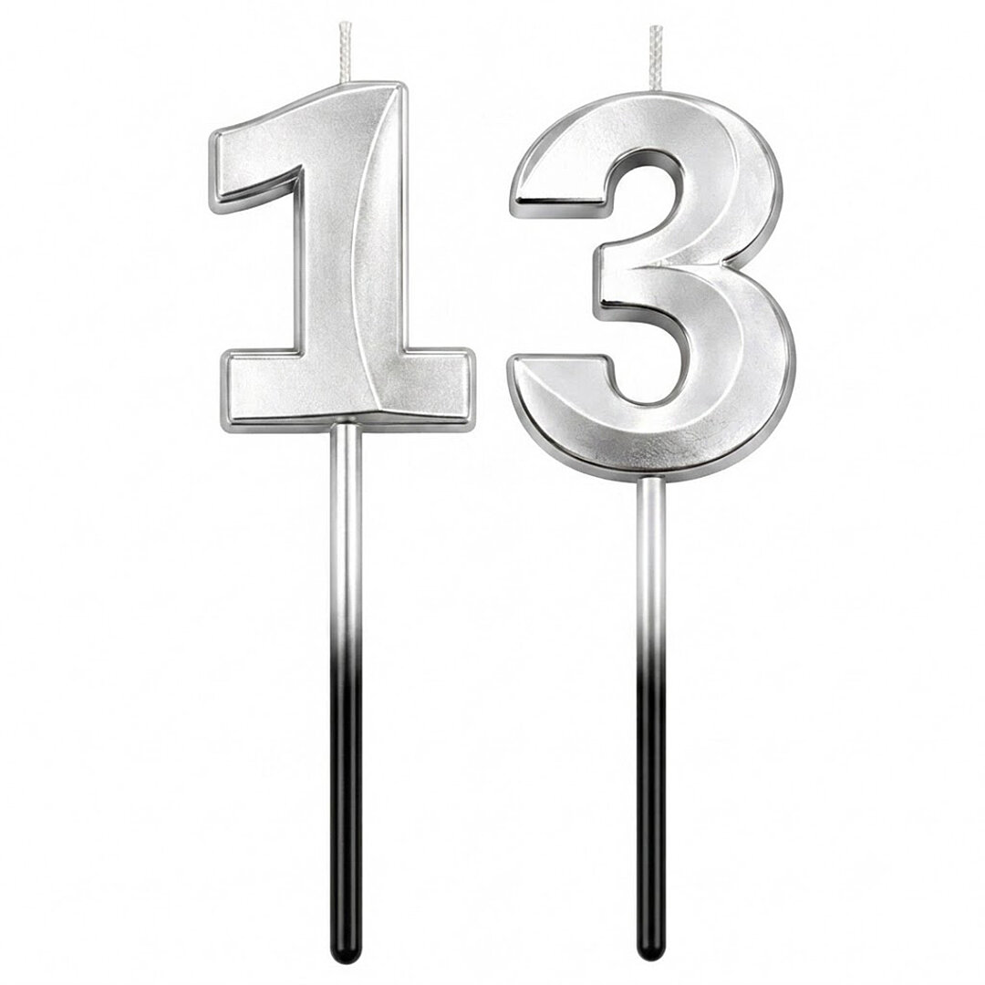 13 Rakam Mum Gümüş 