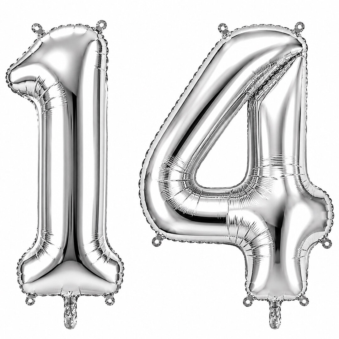 14 Rakam Folyo Balon Gümüş Rengi (36 cm) 