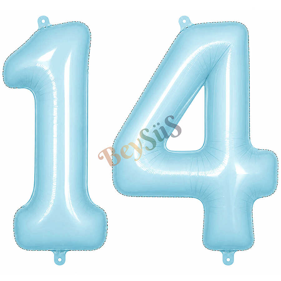 14 Rakam Folyo Balon Mavi Rengi (76 cm)