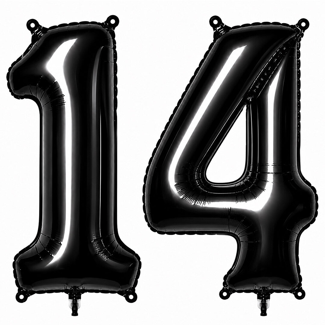 14 Rakam Folyo Balon Siyah Rengi (76 cm) 