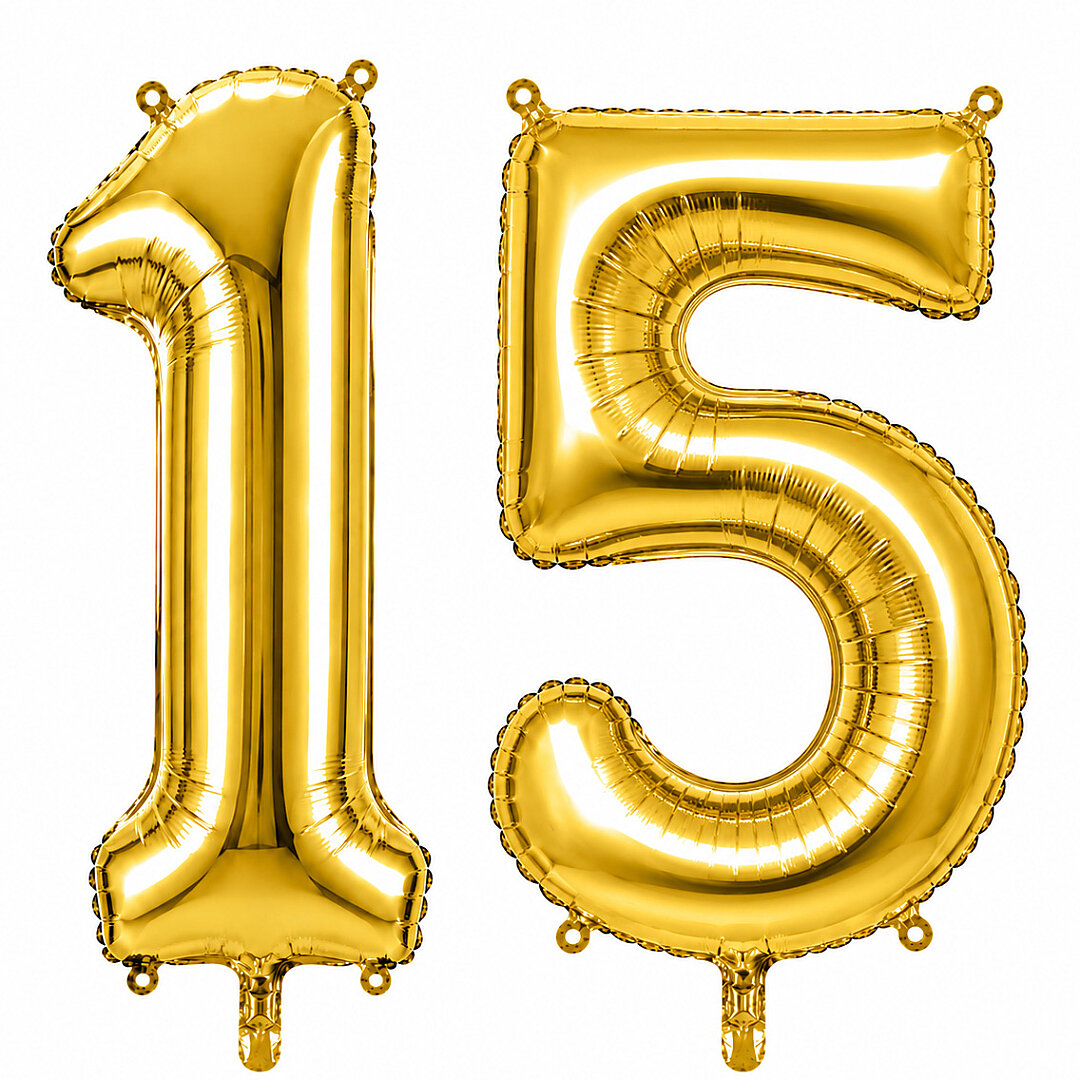 15 Rakam Folyo Balon Altın Rengi (76 cm) 