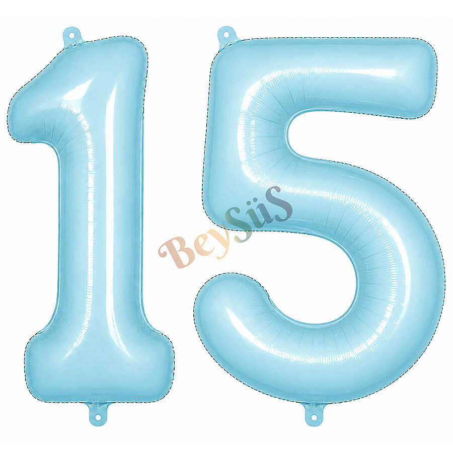 15 Rakam Folyo Balon Mavi Rengi (76 cm)
