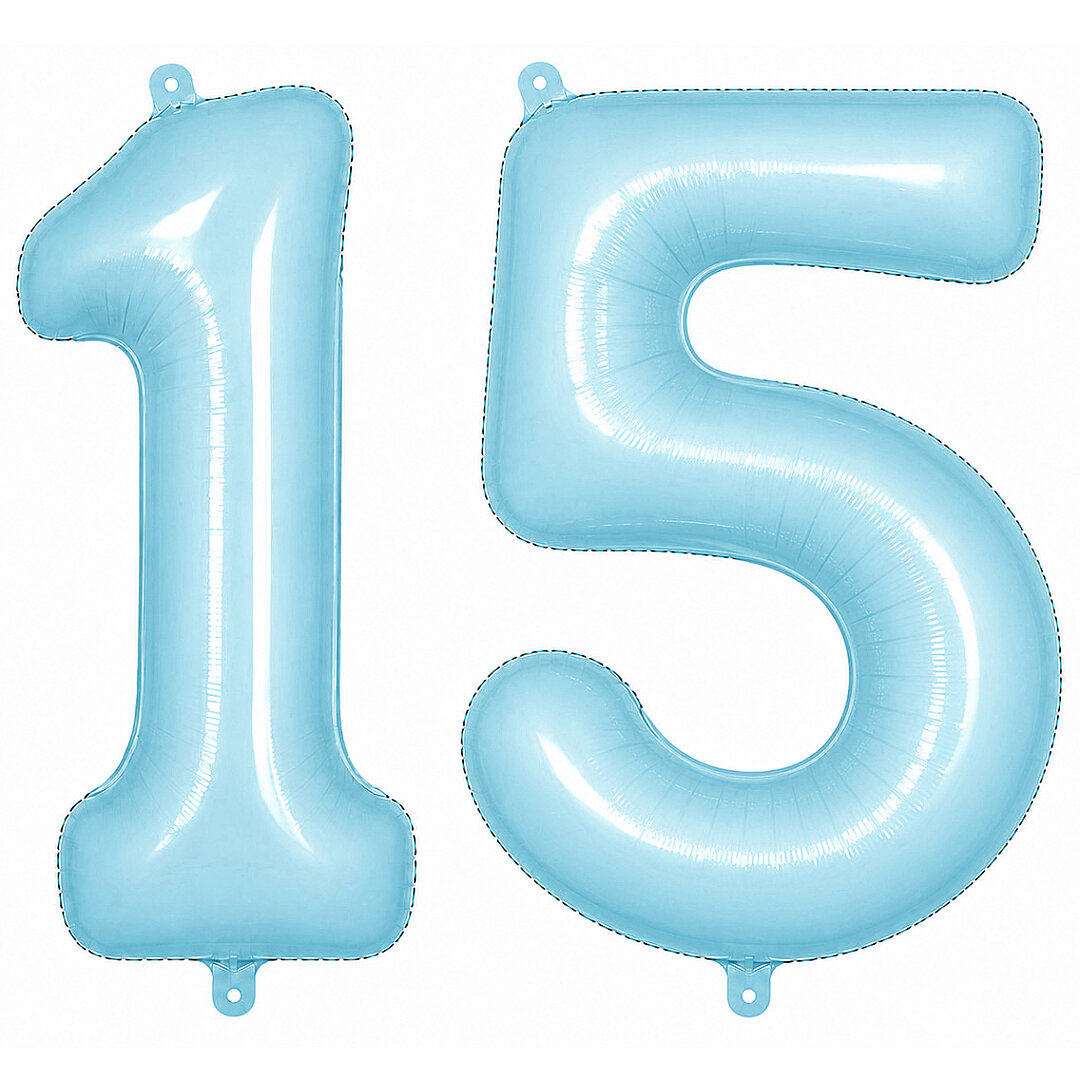 15 Rakam Folyo Balon Mavi Rengi (76 cm) 