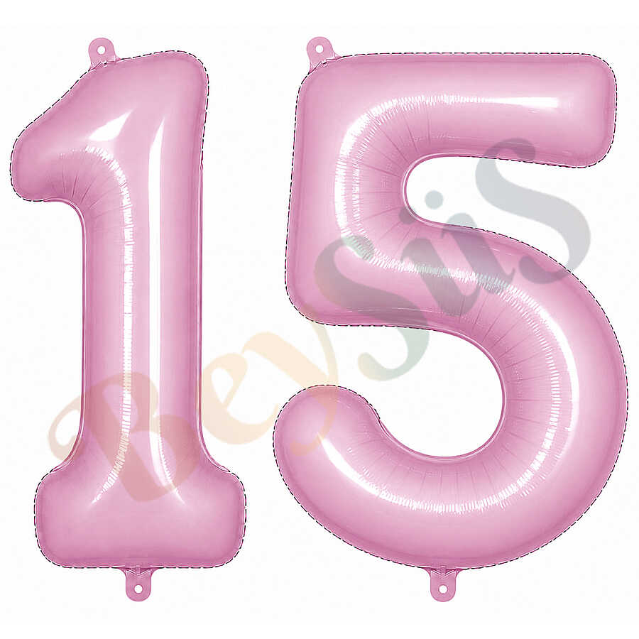 15 Rakam Folyo Balon pembe Rengi (76 cm)