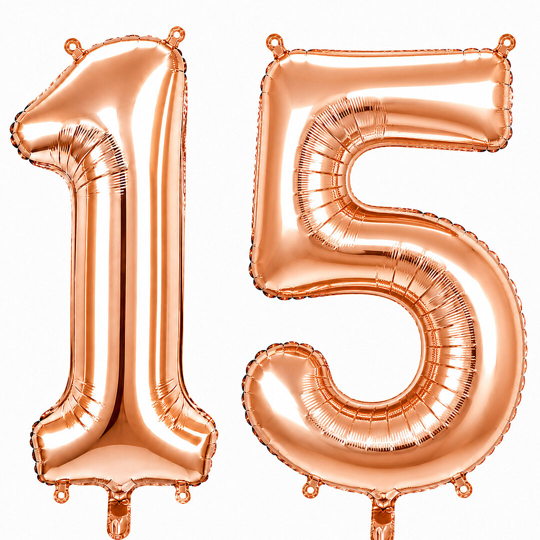 15 Rakam Folyo Balon Rose Gold Rengi (100 cm) 