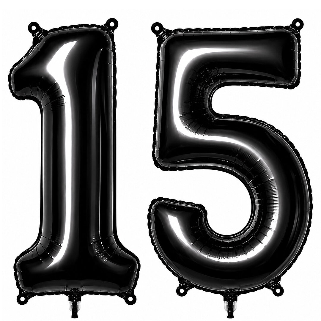 15 Rakam Folyo Balon Siyah Rengi (76 cm) 