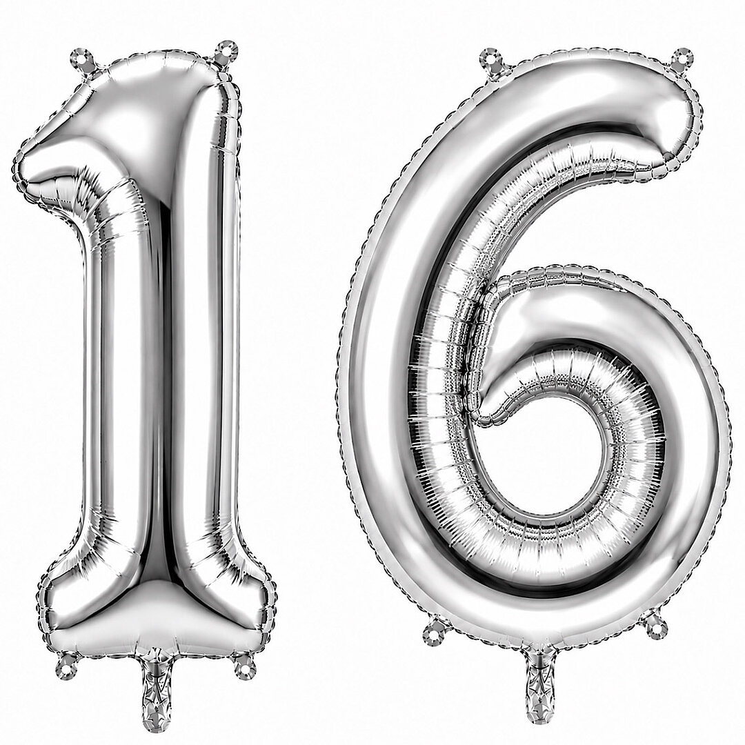 16 Rakam Folyo Balon Gümüş Rengi (76 cm) 