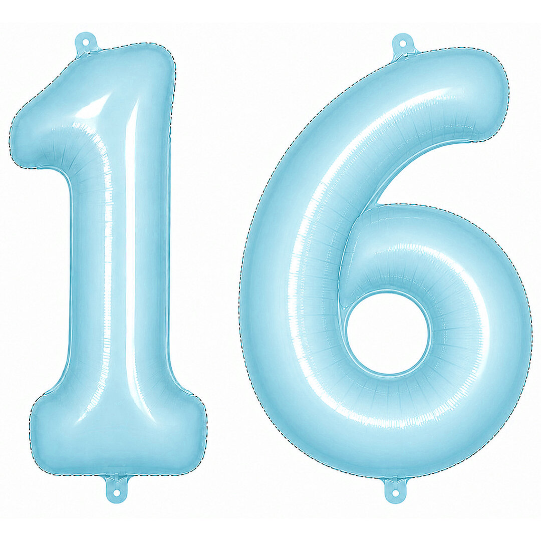 16 Rakam Folyo Balon Mavi Rengi (76 cm) 