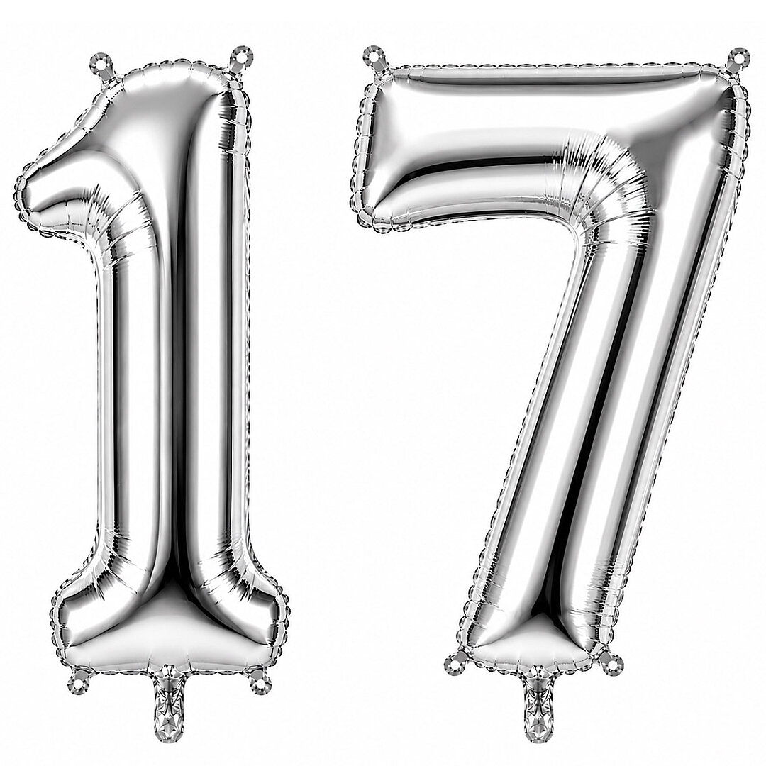 17 Rakam Folyo Balon Gümüş Rengi (100 cm) 