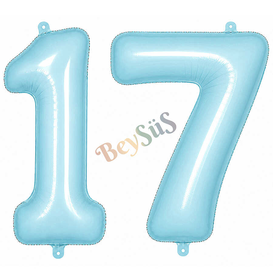 17 Rakam Folyo Balon Mavi Rengi (76 cm)