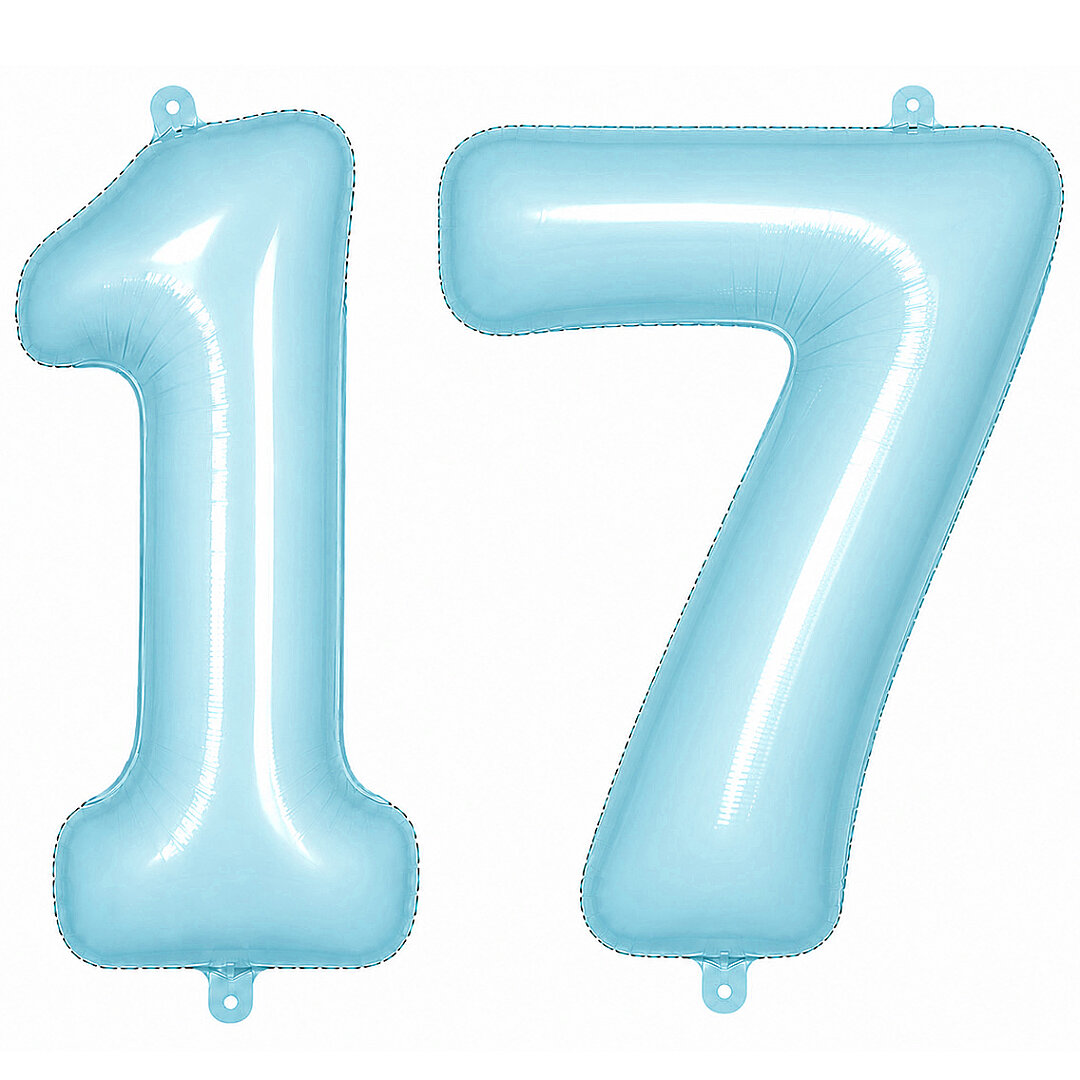 17 Rakam Folyo Balon Mavi Rengi (76 cm) 