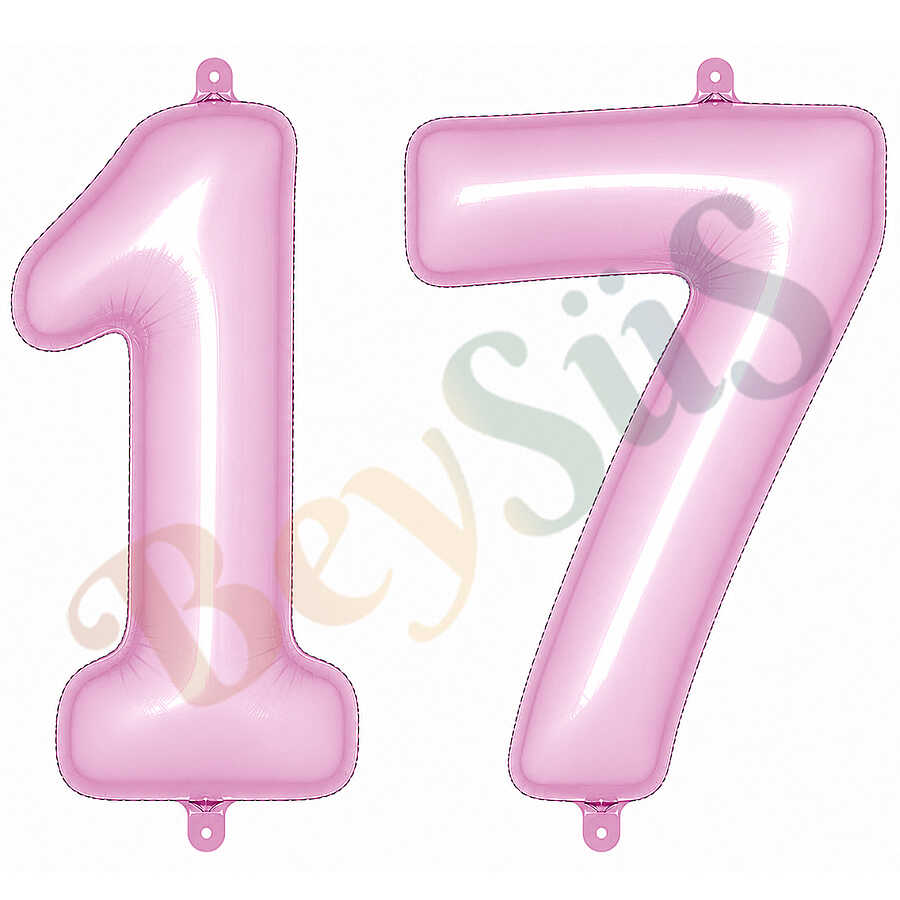 17 Rakam Folyo Balon pembe Rengi (76 cm)