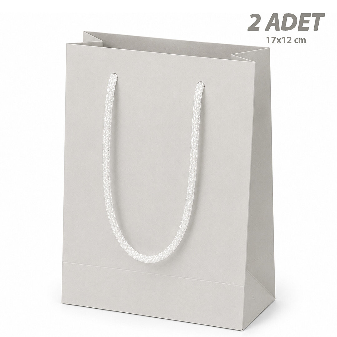 17x12 cm Parlak Kağıt Çanta Beyaz 2 Adet 