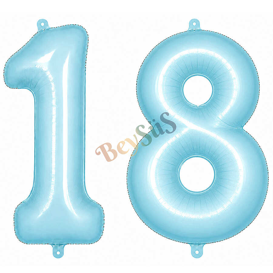 18 Rakam Folyo Balon Mavi Rengi (76 cm)