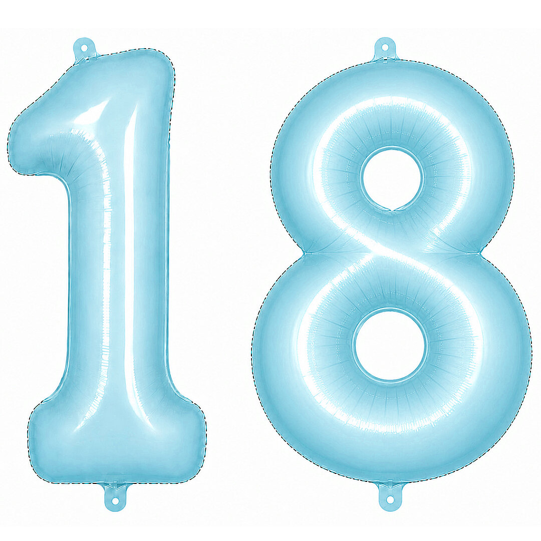 18 Rakam Folyo Balon Mavi Rengi (76 cm) 
