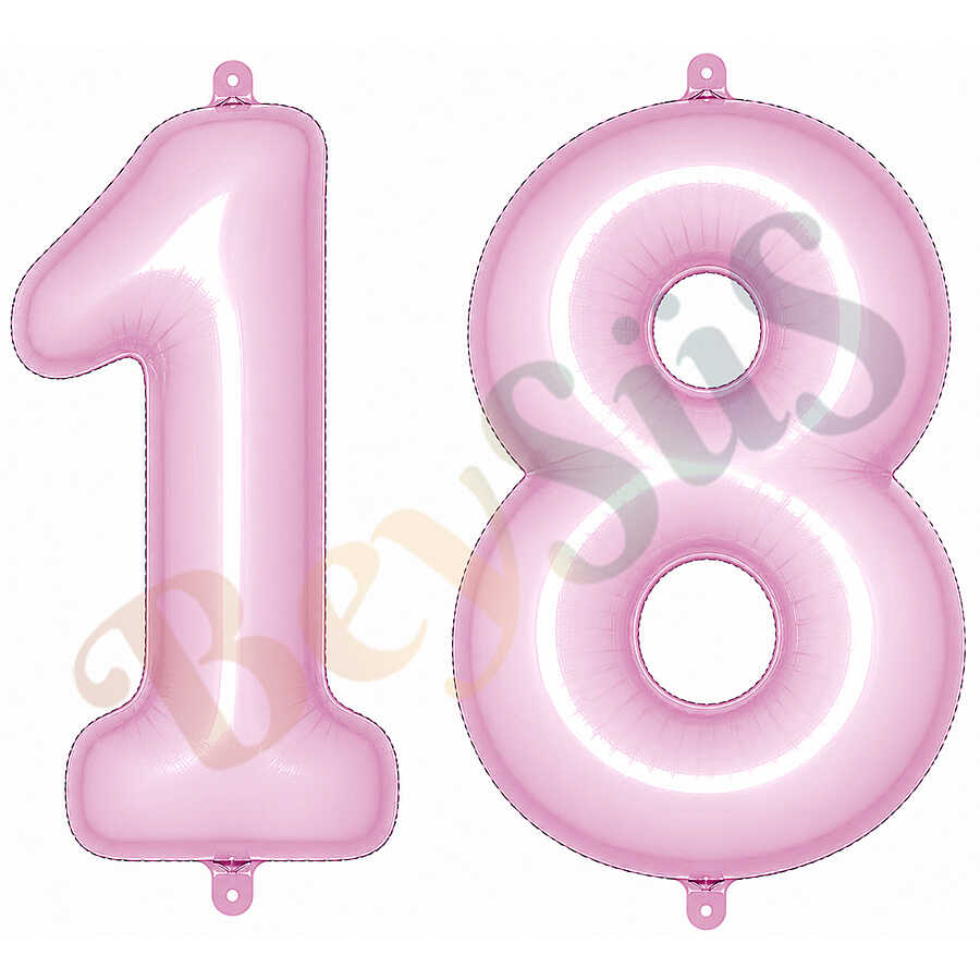 18 Rakam Folyo Balon pembe Rengi (76 cm)