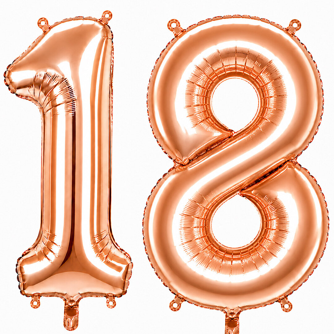 18 Rakam Folyo Balon Rose Gold Rengi (76 cm) 