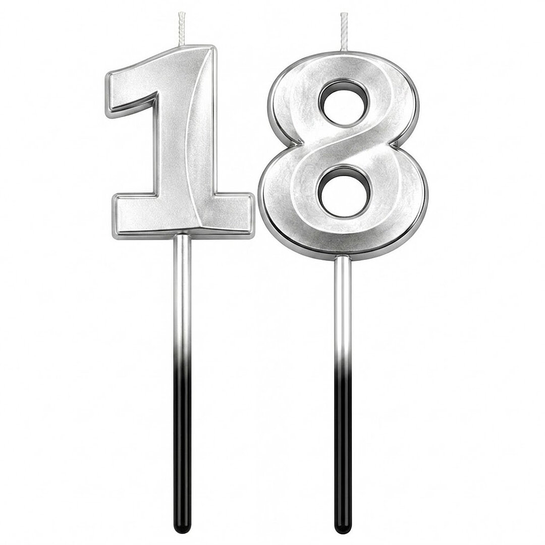 18 Rakam Mum Gümüş 