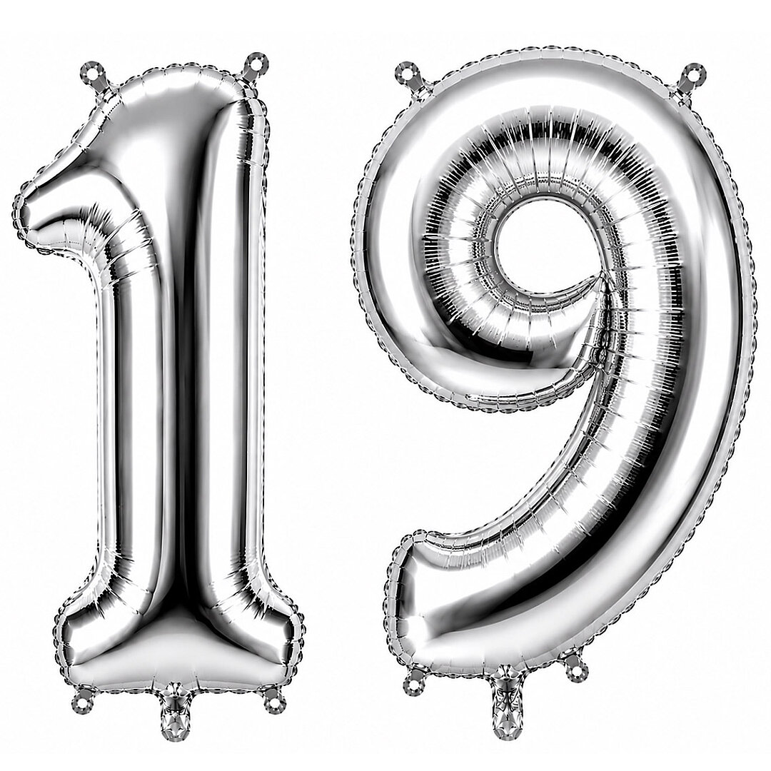 19 Rakam Folyo Balon Gümüş Rengi (100 cm) 