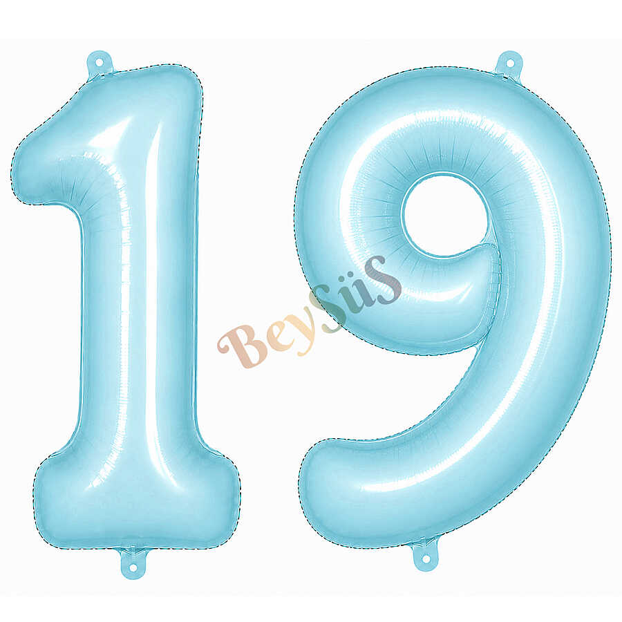 19 Rakam Folyo Balon Mavi Rengi (76 cm)