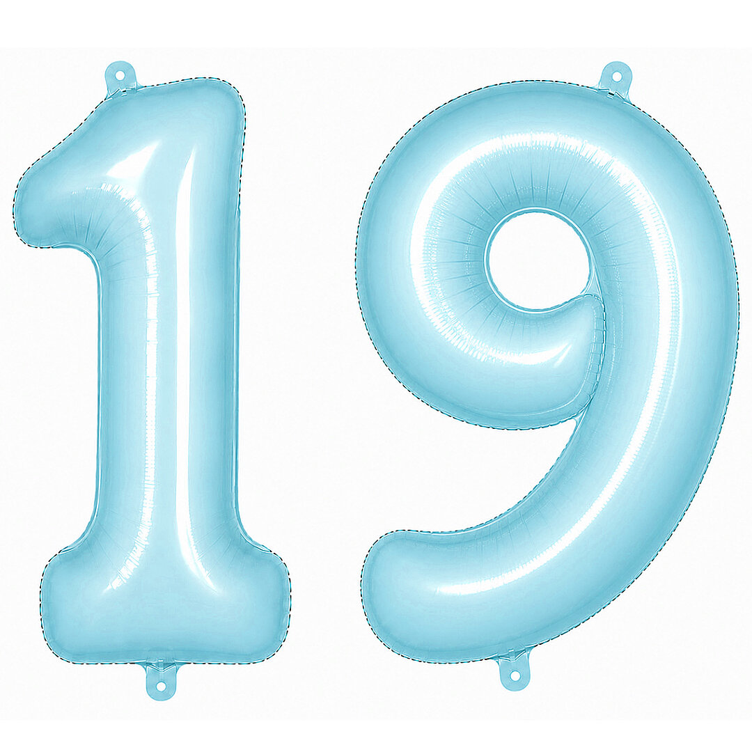 19 Rakam Folyo Balon Mavi Rengi (76 cm) 