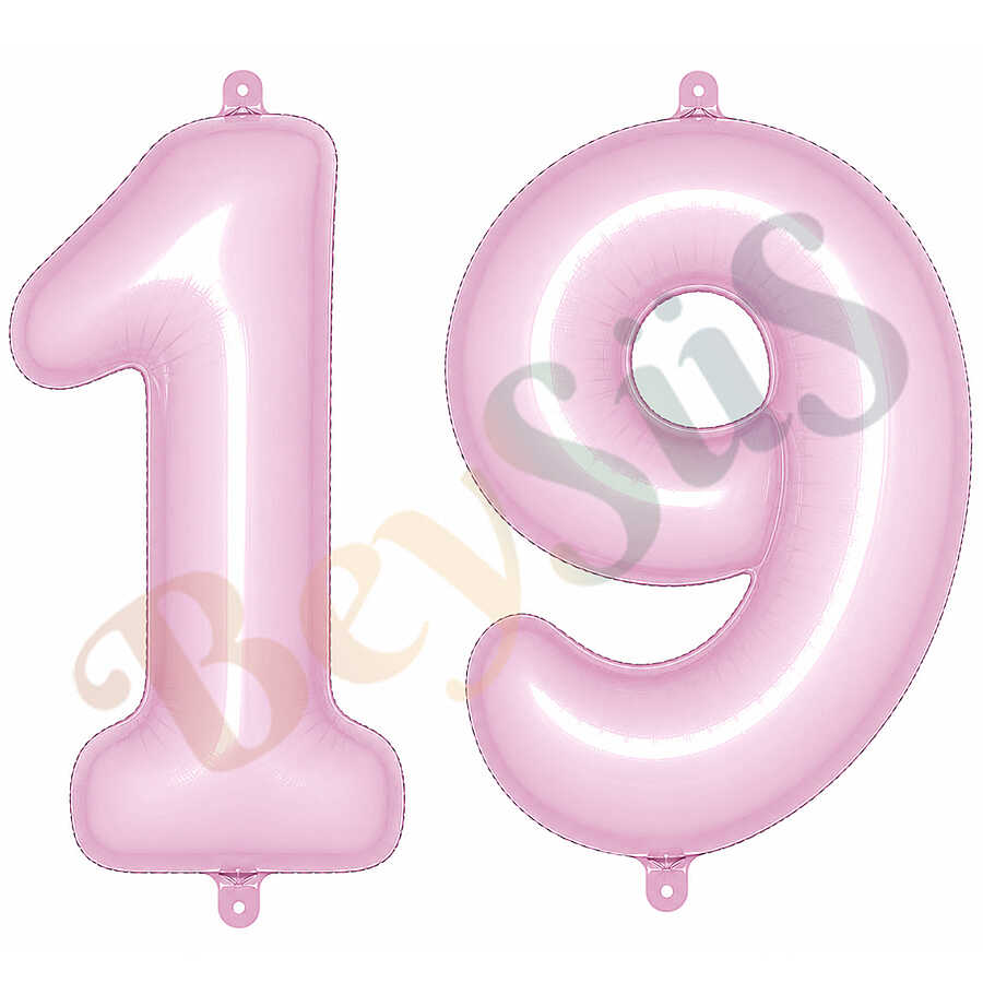 19 Rakam Folyo Balon pembe Rengi (76 cm)