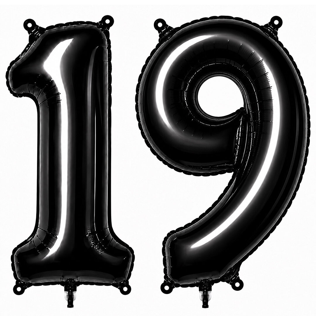 19 Rakam Folyo Balon Siyah Rengi (76 cm) 