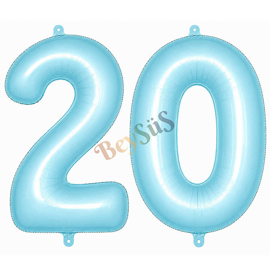20 Rakam Folyo Balon Mavi Rengi (76 cm)