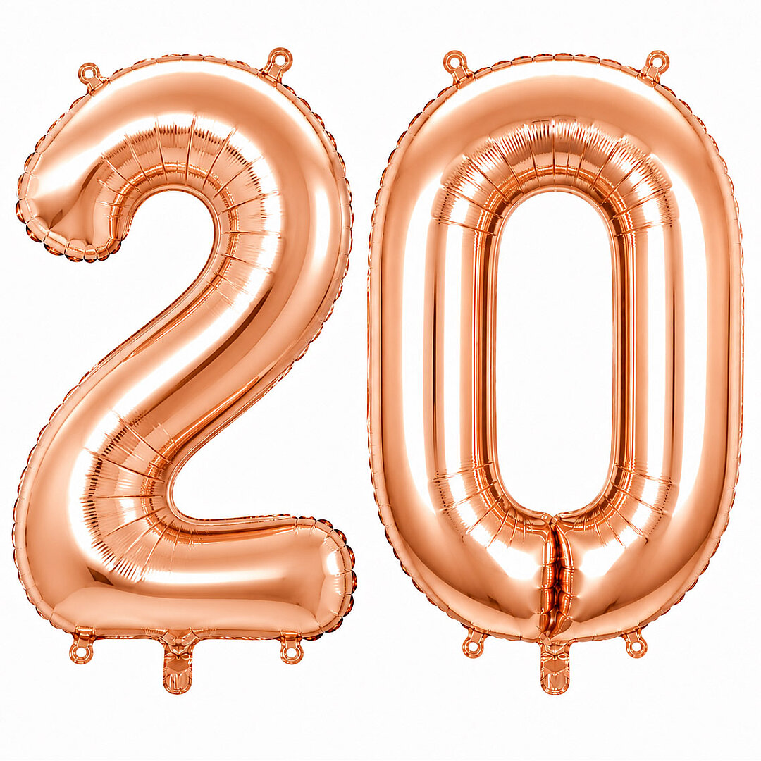 20 Rakam Folyo Balon Rose Gold Rengi (100 cm) 