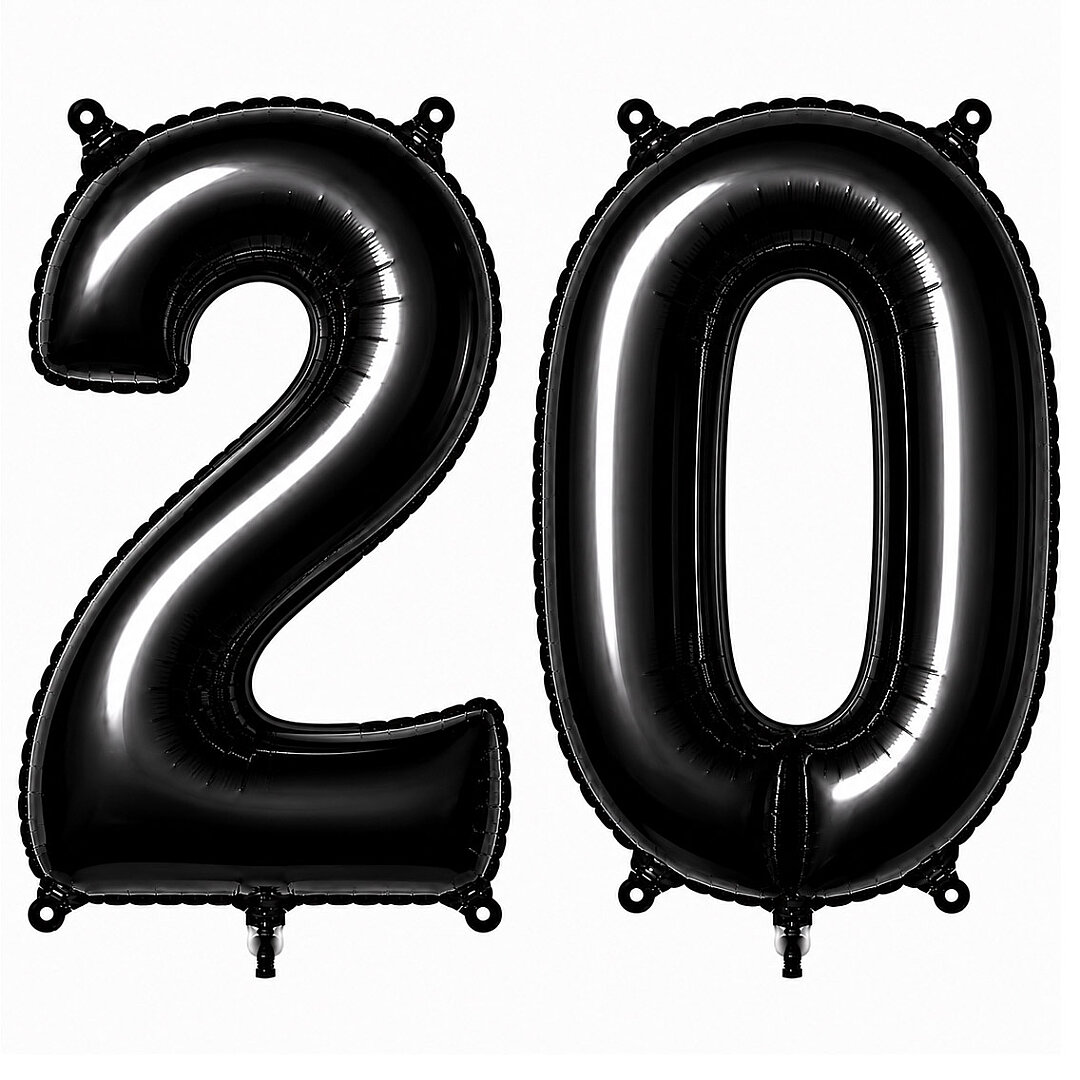 20 Rakam Folyo Balon Siyah Rengi (76 cm) 