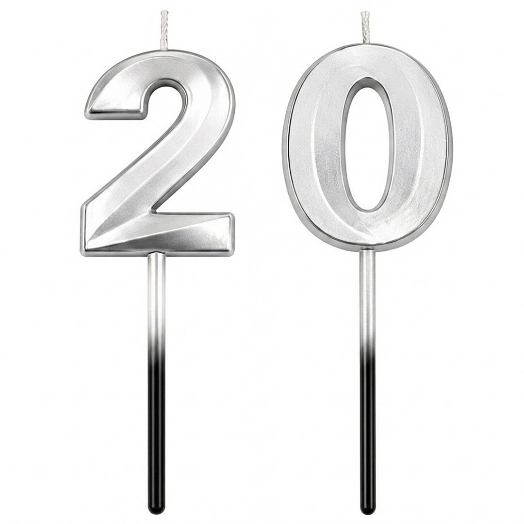 20 Rakam Mum Gümüş 