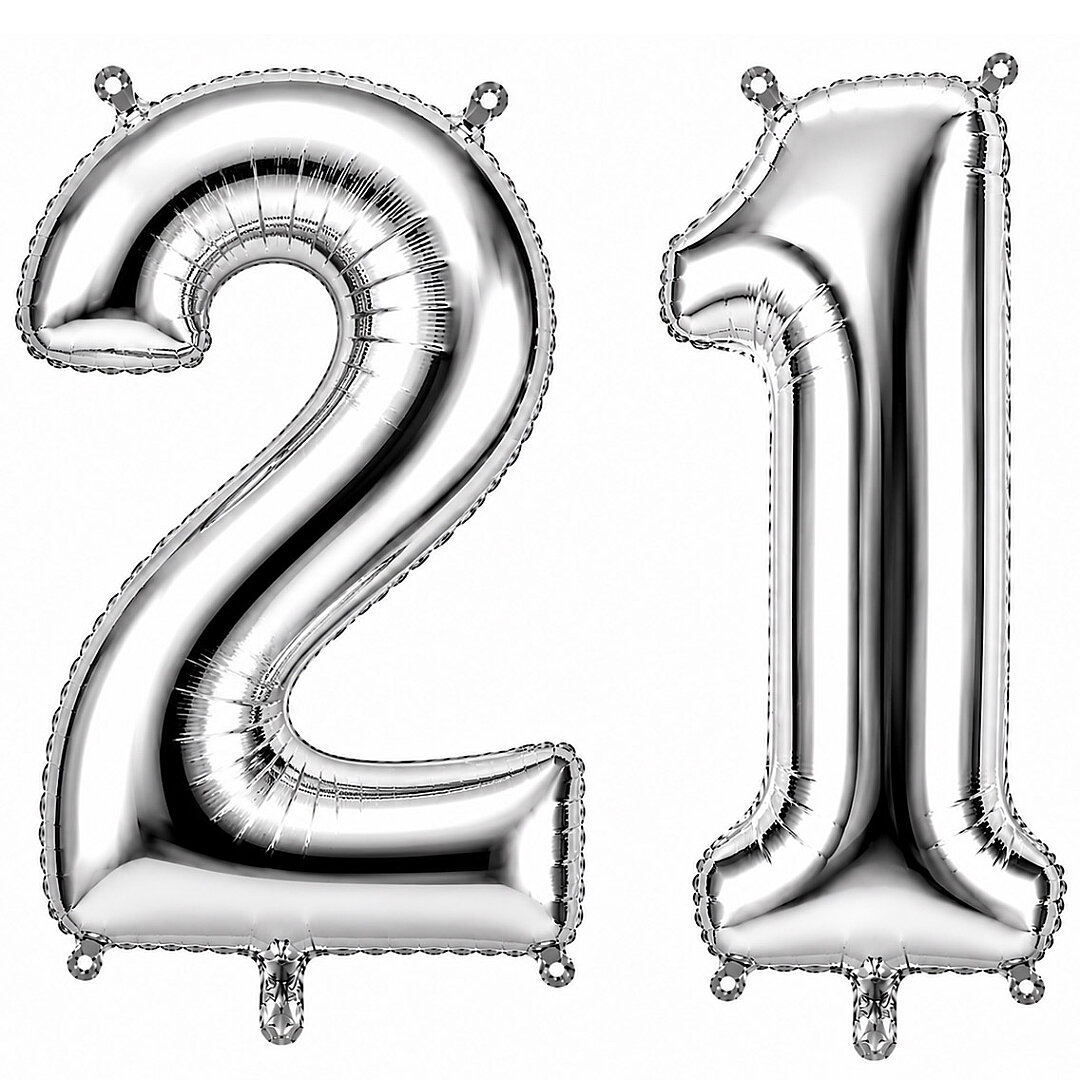 21 Rakam Folyo Balon Gümüş Rengi (76 cm) 