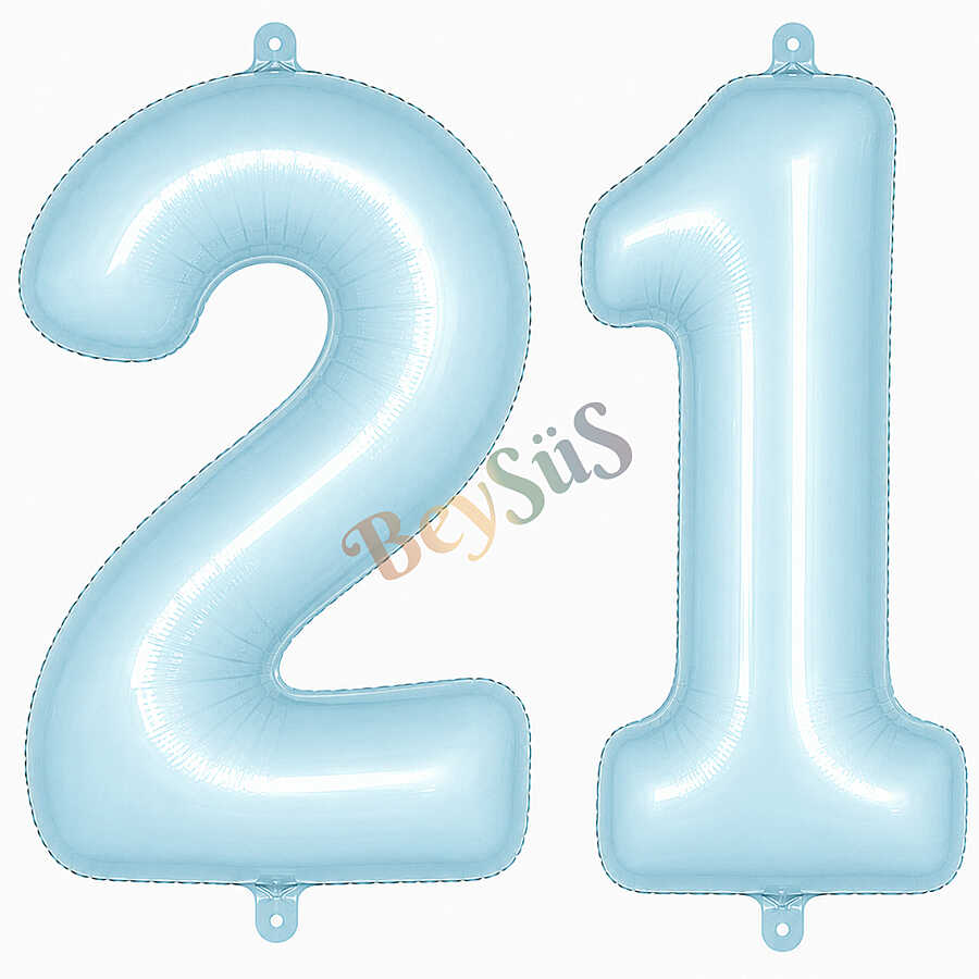 21 Rakam Folyo Balon Mavi Rengi (76 cm)