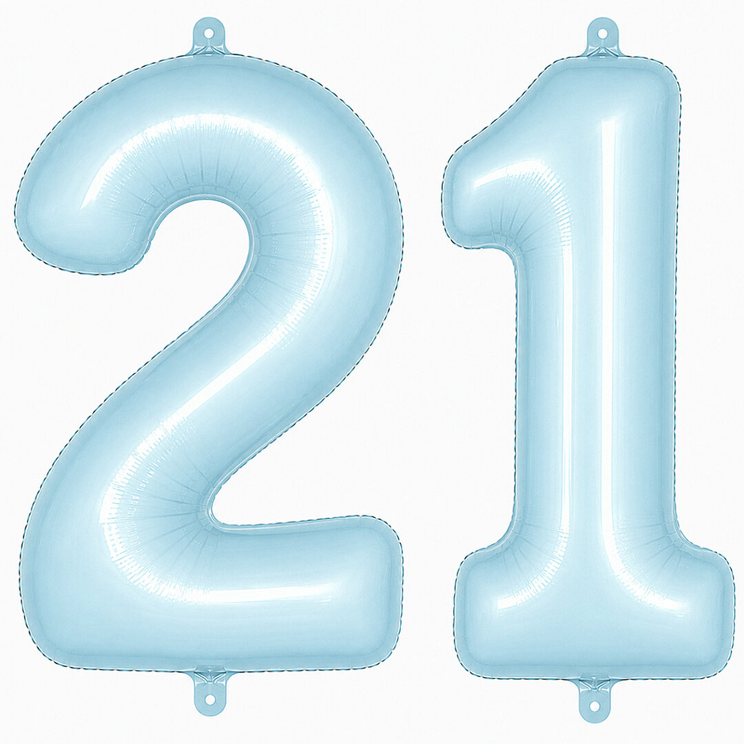 21 Rakam Folyo Balon Mavi Rengi (76 cm) 