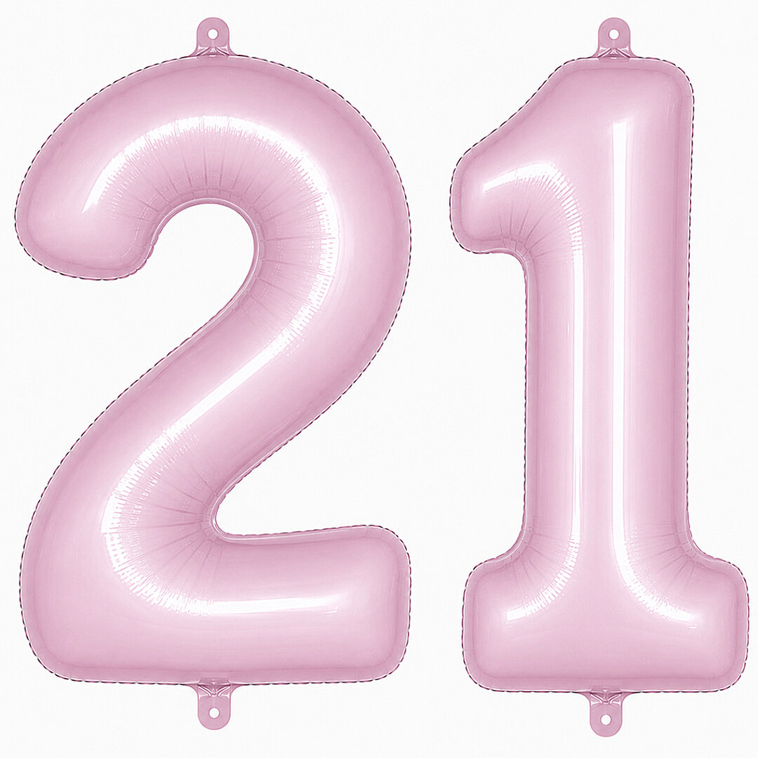 21 Rakam Folyo Balon pembe Rengi (76 cm) 