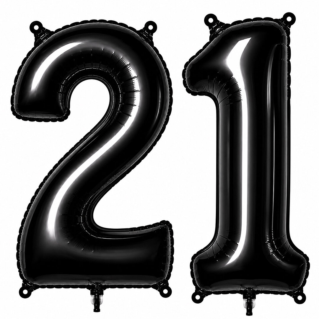21 Rakam Folyo Balon Siyah Rengi (76 cm) 